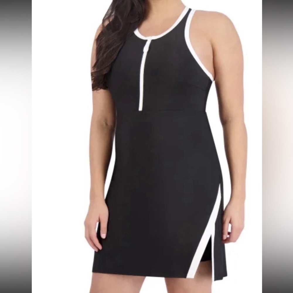 SAGE Ladies' Lined Stretch Active tennis Dress with Built In Shorts Black Size M